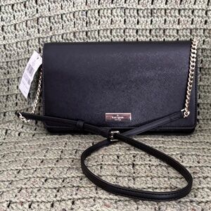 Kate Spade Black Crossbody Bag with Gold Chain